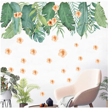 Adesivos de parede removíveis com folhas tropicais e palmeiras verde-selva para decoração de sala de estar, quarto infantil, quarto e sala de