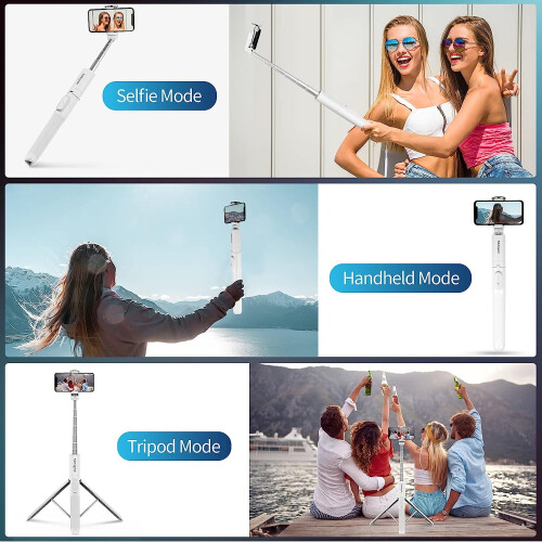 Tripé para celular de 68 polegadas, bastão de selfie leve e multifuncional com controle remoto sem fio integrado, compatível com todos os 2