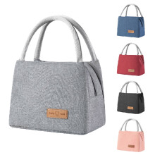 Bolsa térmica de alumínio para almoço, portátil, ideal para piqueniques e para mulheres e crianças, na cor cinza.