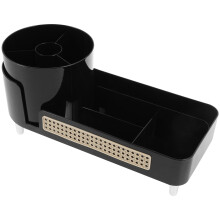 Organizzatore per trucchi girevole di grande capacità con scomparti, compatibile con piani di lavoro e comò, include porta pennelli per un facile