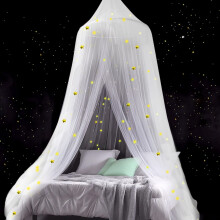 Dosel de cama de princesa con luces, compatible con camas redondas infantiles, mosquitera lavable para dormitorio y patio.