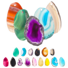 Eease 20pcs Natural Agate Sheet Pendants for DIY Necklace