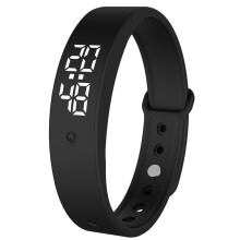 Bracelet connecté avec moniteur de température corporelle 24h/24, bracelet de fitness avec alarme vibrante (noir)