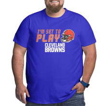 Cle_Browns Ανδρικό Μπλούζα με Κοντό Μανίκι με Λογότυπο Ομάδας Ποδοσφαίρου για Φίλους