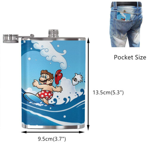 Super Mario 8oz Φιάλη από ανοξείδωτο ατσάλι για άνδρες και γυναίκες, φορητές φιάλες 1