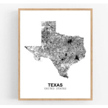 Affiche sur toile 18x24 pouces (45,7 x 61 cm) représentant une carte routière abstraite du Texas (États-Unis), compatible avec une décoration