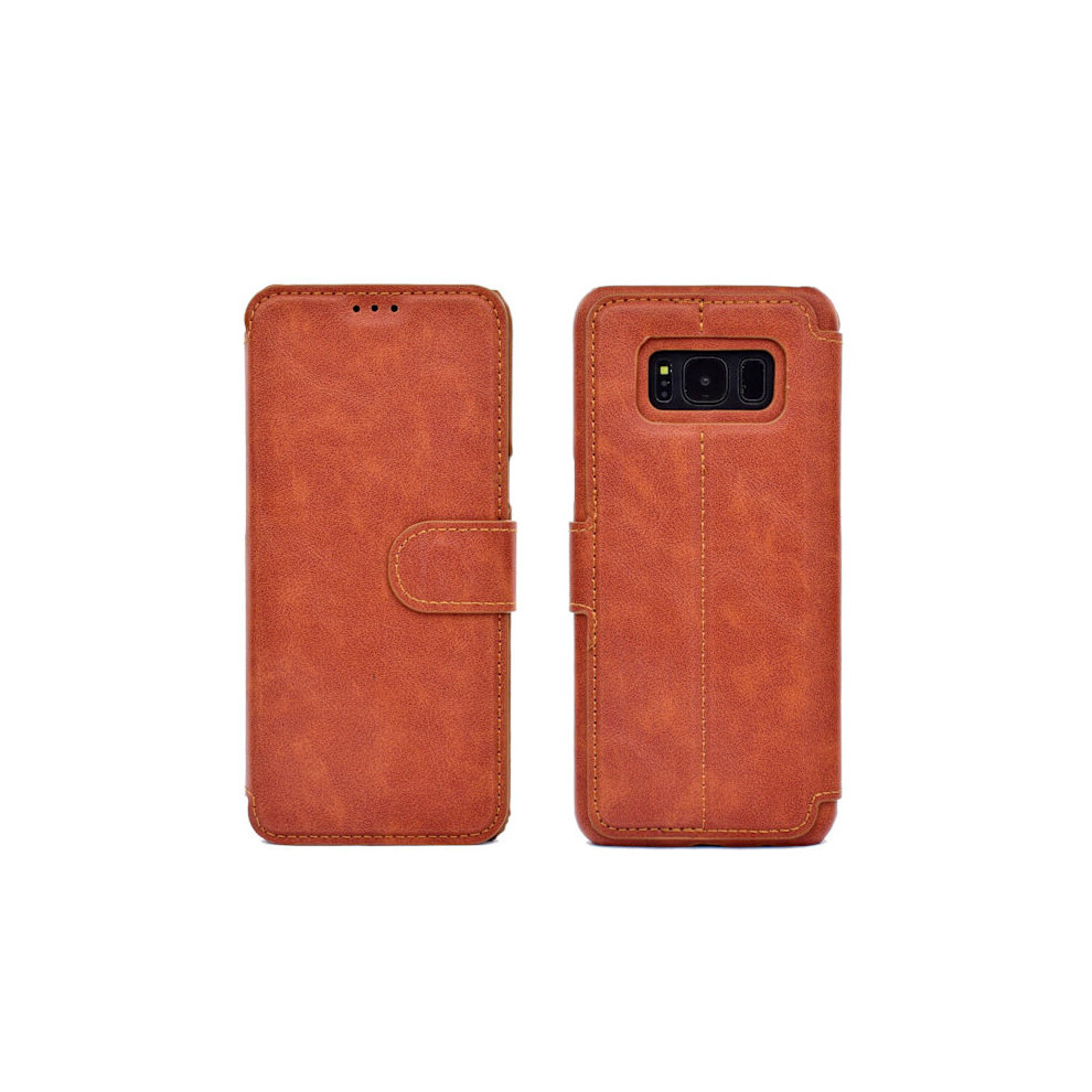 Practical Wallet Case For Compatible With Samsung Galaxy S8+ Brown 9395123757117
