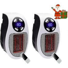 Kit com 2 aquecedores de cerâmica de 500 watts, mini aquecedores portáteis econômicos com tomada e termostato.
