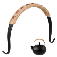 Poignée de bouilloire en fer, poignée de théière/cuisinière/réchaud/théière/style rétro, pratique, en corde et daim