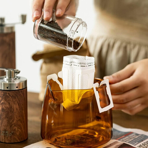 Manual Coffee Grinder with Adjustable Settings, Foldable Handle, Ceramic Burr, Easy to Clean, Brown 1