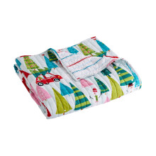 Merry & Bright by Levtex Home - Holly Jolly Quilted Throw - 50x60in. - Christmas Tree - Red Green Teal Pink Reversible - Poly