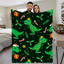Christmas Snowman Dinosaur Furry Soft Cozy Blanket Wool Flannel Plush Microfiber Blanket For Daybed Sofa