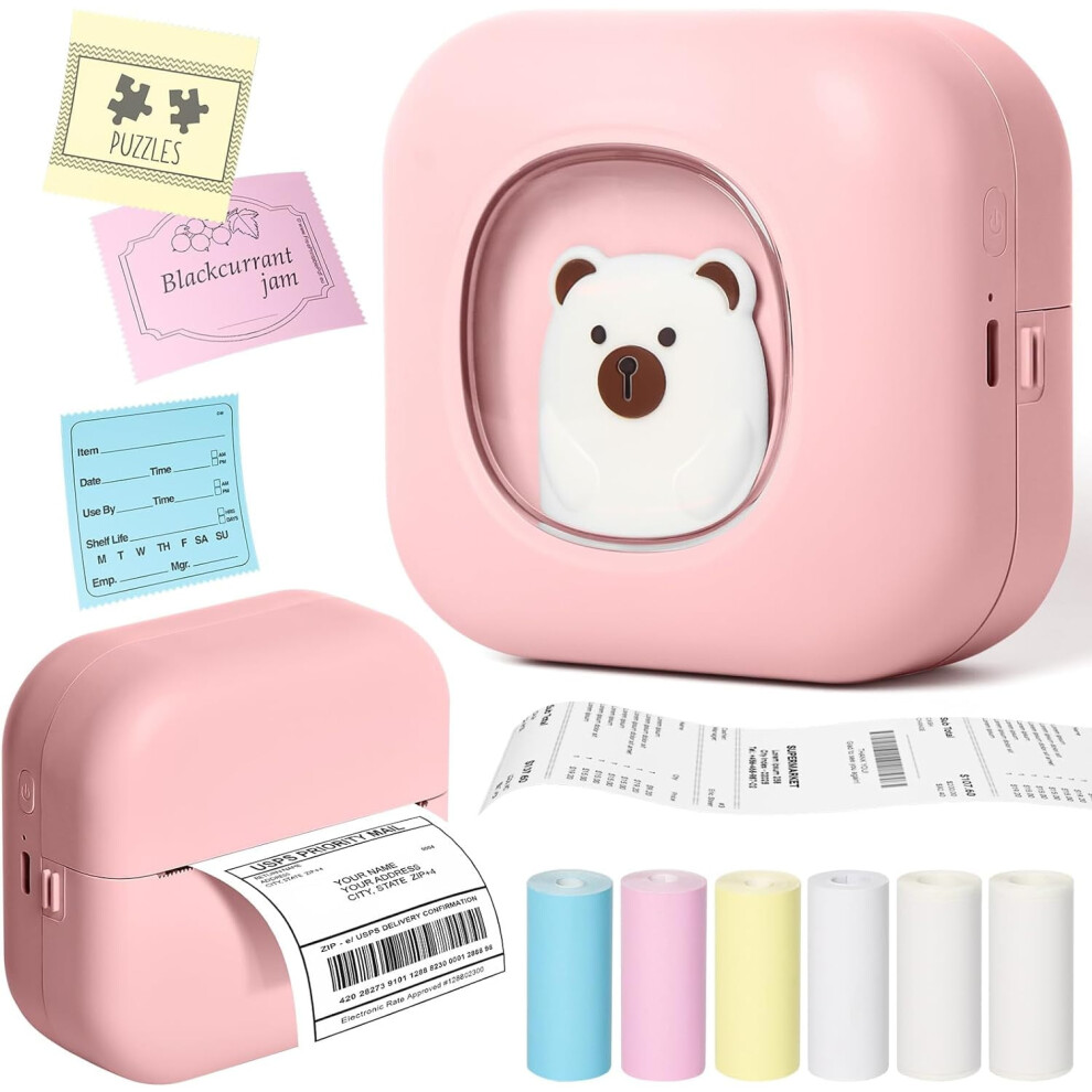 Mini Sticker Printer, Inkless Sticker Printer, Bluetooth Smart Thermal Printer For Photos, Labels, Journals, Study 9071309701180