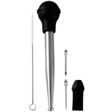 Stainless Steel Turkey Needle Meat Injector Syringe Barbecue Silicone Brush Baster Metal Food