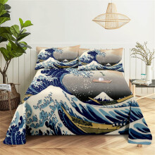 Blue Wave Printed Duvet Cover Set with Pillowcase Home Comfort Printed Bedding Set