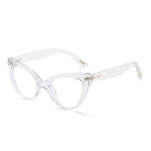 Cat Eye leesbril voor dames met blauwlichtfilter, heldere glazen, volledig montuur, transparant, sterkte +1.25