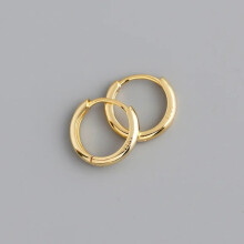Boucles d'oreilles créoles minimalistes bohèmes rondes en argent sterling 925 véritable, style punk/rock unisexe, 8 mm, référence E-037B