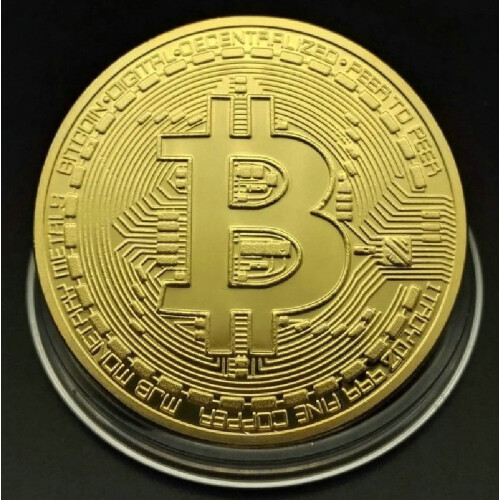 Bitcoin plaqué or 24 carats avec étui de présentation