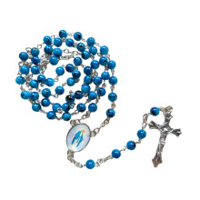 CIYISON Katholischer Rosenkranz mit runden Glasperlen und Jungfrauenkreuz-Anhänger für Damen und Herren – Religiöser Schmuck, Taufgeschenk