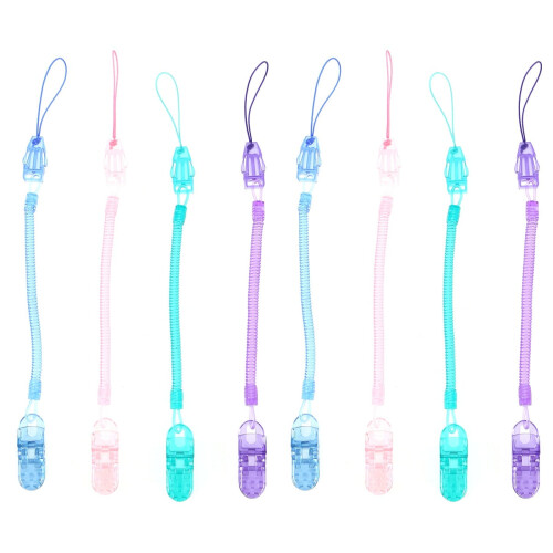 8 Pcs Teether Transparent Badge Clip Baby Pacifier Clips for Boys Silicone Strap