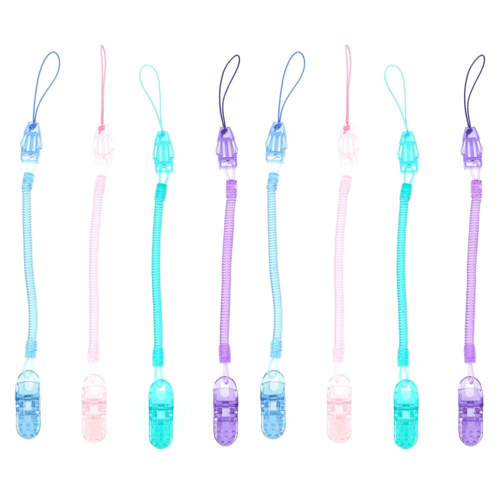 8 Pcs Teether Transparent Badge Clip Baby Pacifier Clips for Boys Silicone Strap