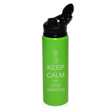 Bouteille d'eau de sport en aluminium de 740 ml (25 oz) - Motifs girafes (vert vif)