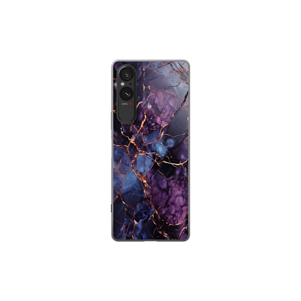 Compatible With Sony Xperia 10 Vi Transparent Case Marble Blue Purple Blue,Purple 9425574803375