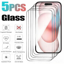 5 st. skärmskydd i härdat glas kompatibelt med iPhone 16 15 14 13 12Pro Max Mini, kompatibelt med iPhone 7 8Plus XR XS X