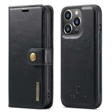 DG MING kompatibelt med iPhone14Pro Max2-i-1Magnet Plånboksfodral - Svart