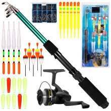 ametoys Fishing Rod and Reel Combo 127pcs Fishing Tackle Set Telescopic Fishing Rod Pole with Reel Floats Hooks Accessories