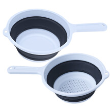 Obstwasch-Küchenutensilien, 2-teiliges faltbares Abtropfkörbchen, Sieb, Abtropfsieb, Wasserkelle zum Schöpfen und Baden