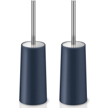 Brosse de toilette IXO avec support (lot de 2), compatible avec les WC, manche long en acier inoxydable 304, ergonomique et durable (noir).