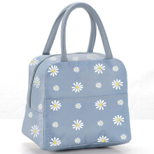 Sac à lunch à motif marguerite, sac isotherme portable à fermeture éclair, bleu