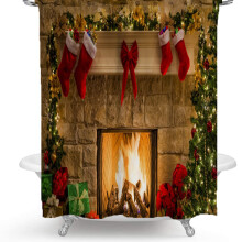 Kerstdouchegordijn met print, polyester douchegordijn in de uitverkoop, kerstdecoratieartikelen