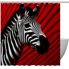 Zebra Duschdraperi Vattentätt Badrumsdraperi med Öppningar och Krokar Duschdraperi 60" x 72"