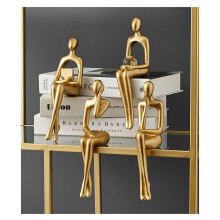 Statue abstraite, sculpture, petite décoration en résine, statue dorée abstraite pour la maison ou le bureau.