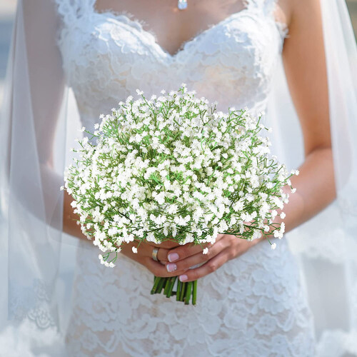 6 τεμάχια ψεύτικα λευκά λουλούδια Baby's Breath, μπουκέτο από τεχνητή γυψοφίλη σε 2