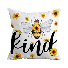 Fodera per cuscino con girasoli, 45x45 cm, fantasia a quadri Buffalo, girasoli gialli e api, compatibile con decorazioni per interni ed esterni,