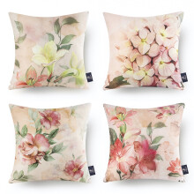 Housses de coussin décoratives Phantoscope Tropical Series, rose romantique, 45 x 45 cm, lot de 4