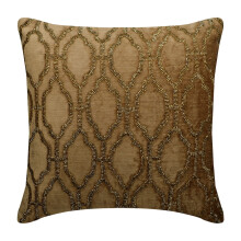 Housse de coussin de canapé, dorée, 35 x 35 cm, velours à motif géométrique perlé et à carreaux, style moderne - Or scintillant