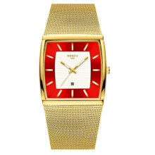 NIBOSI Men's Watches Top Brand Luxury Blue Square Quartz Watch Men Slim Waterproof Golden Man Wristwatch Men D