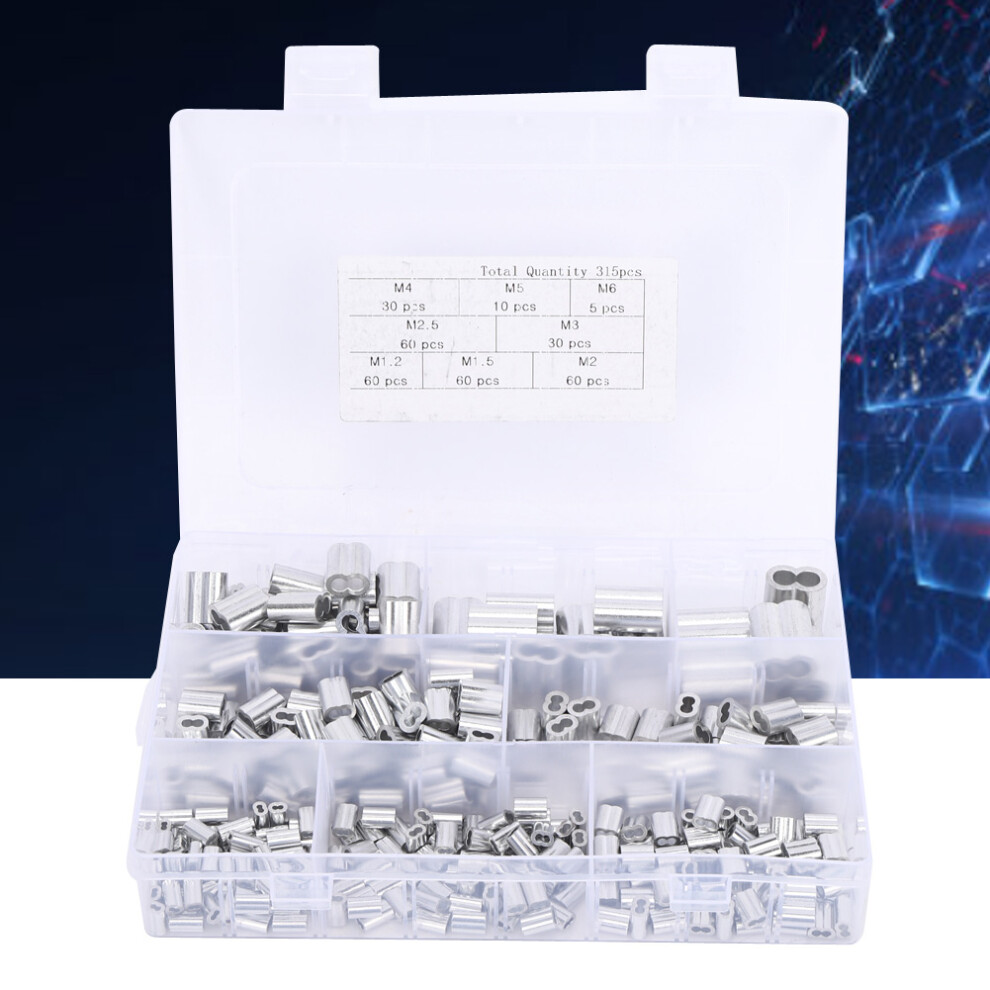 315Pcs Aluminum Crimping Loop Sleeves Kit M1.2âM6 Assorted Sizes 8731382686163