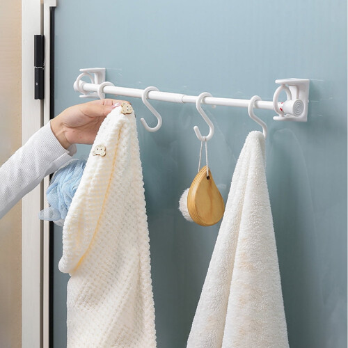 4 Pcs Pole Holder Shower Rods Curtain Bracket Ring Hook up Tower Hanger Hooks for White Abs 2