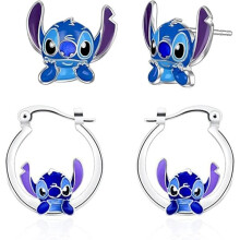 Stitch Earrings for Girls, Anime Earrings Stud Blue Cute Stainless Steel Earrings for Women Earrings for Teenage Girls Gifts