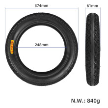 Pneu KAJOVE de 14 polegadas (14x2,50) com câmara de ar e aro, adequado para bicicletas e veículos elétricos.