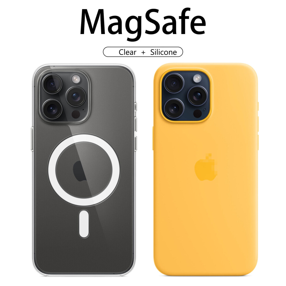 Compatible With Iphone 15 Pro Max Silicone Phone Case With Magsafe(Sunshine) Matching Transparent Phone Case Combo 9395123011165