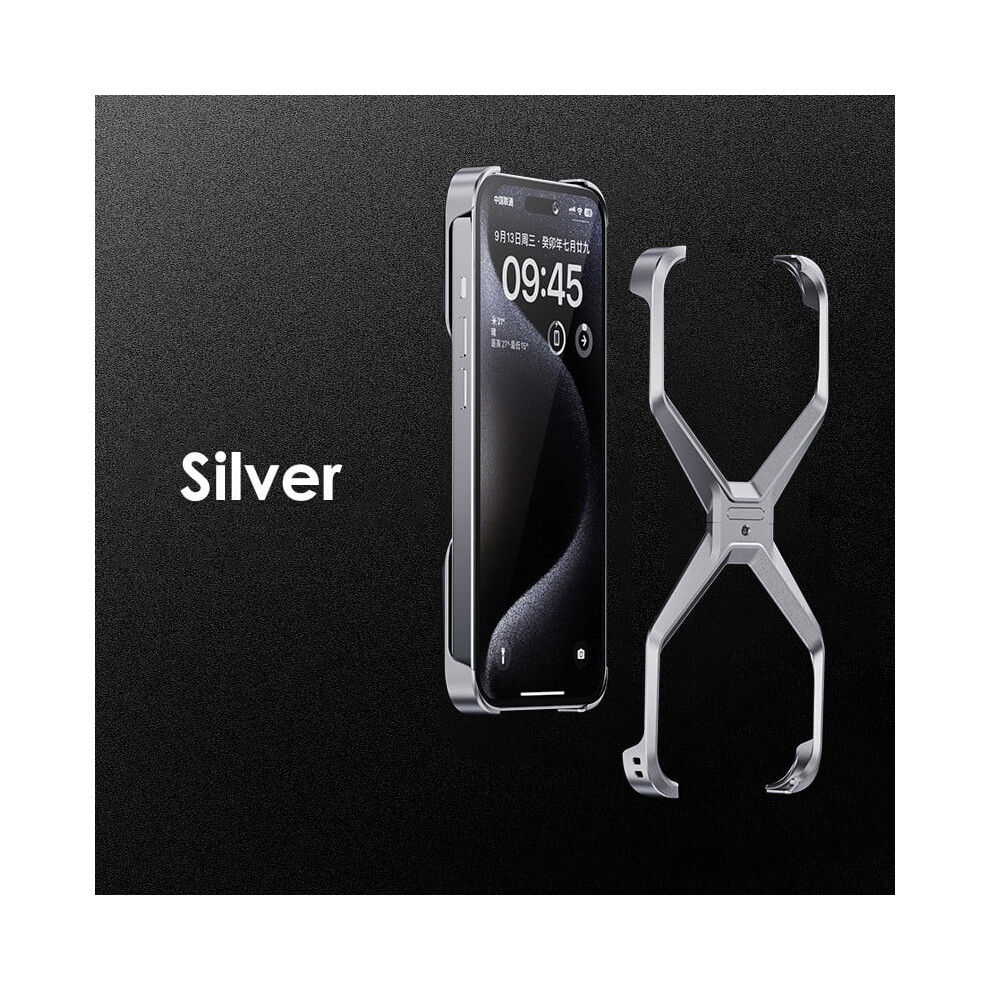 Luxury Metal Rimless X Type Phone Case For Compatible With Iphone 14 15 Pro Max Aluminum Removable Heat Dissipation Armor Shockproof Cover 9395123011325
