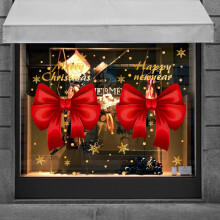 Weihnachtsdekoration mit Schleifen, Aufkleber für Glasschiebetüren, Weihnachtsfensterfolien