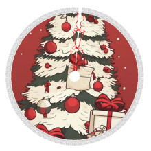Fröhliche Weihnachten! Weihnachtsbaumdecke, 91 cm (36 Zoll), Winterliche Weihnachtsbaummatte, Weihnachtsbaumdecke für rustikale