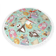 De Nightmare Before Christmas cartoon kerstboomrok voor kerstfeestjes, grote kerstboommat decoratie 36 inch